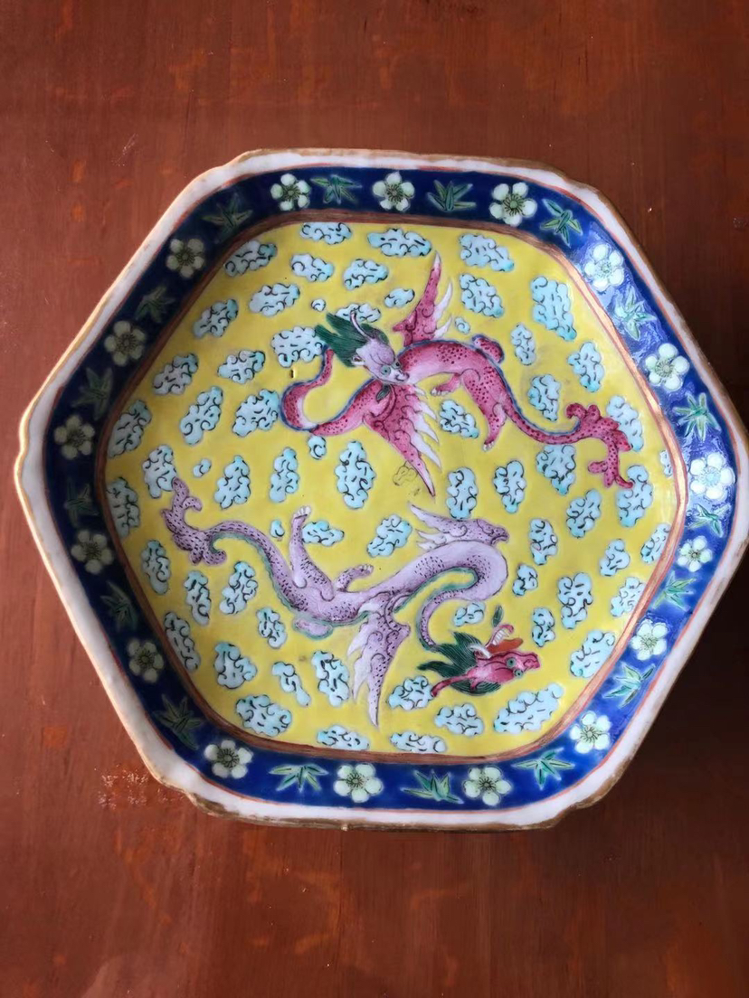 中国古美術　大清同治年治粉彩水盤　文房具　書年代物