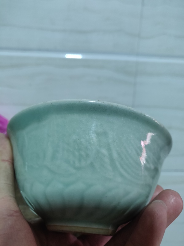 古玩陶瓷全美品豆青釉刻花碗1個(gè)拍賣(mài)，當(dāng)前價(jià)格520元