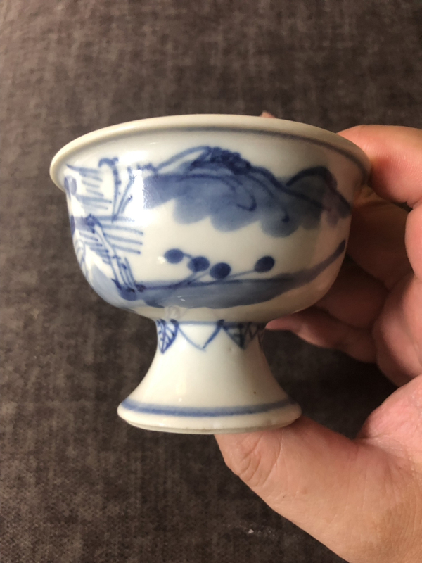 古玩陶瓷青花高足杯拍賣，當前價格1500元
