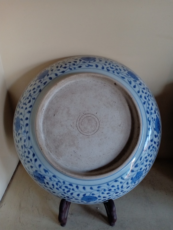 古玩陶瓷清代青花一束蓮紋盤拍賣,當前價格26000元