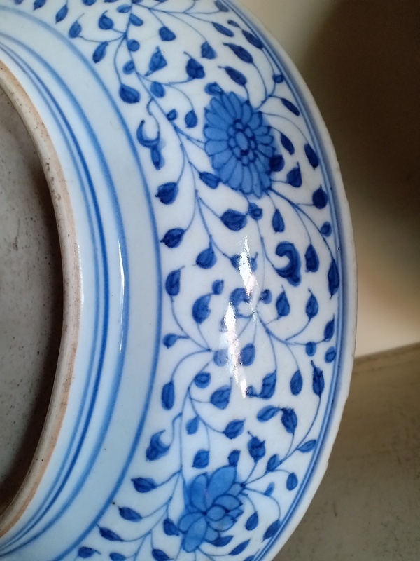 古玩陶瓷清代青花一束蓮紋盤拍賣,當前價格26000元