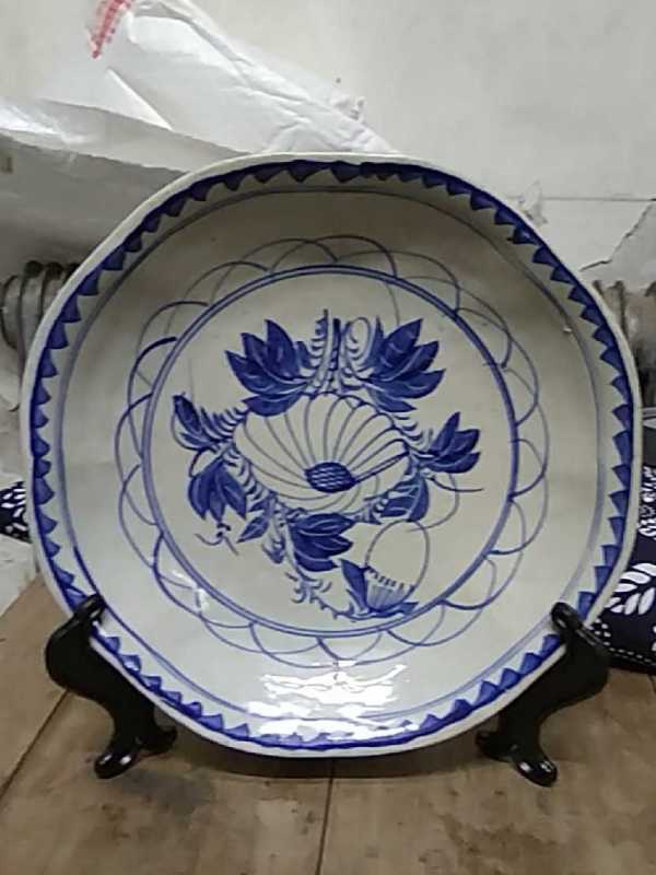 古玩陶瓷全品民国青花茶盘甩卖拍卖，当前价格299元