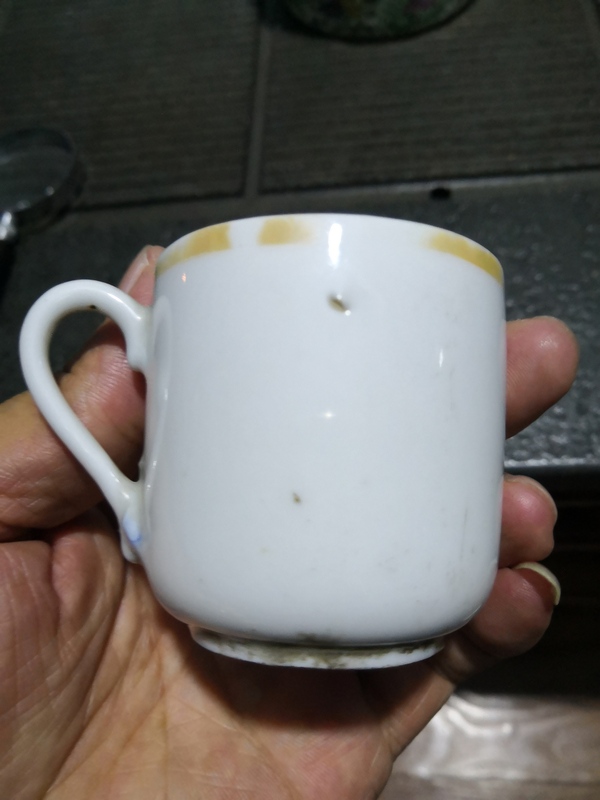 古玩陶瓷一粉彩花鳥紋把杯拍賣，當前價格300元