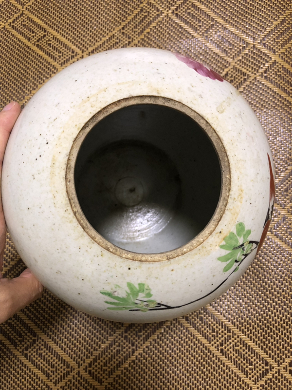 古玩陶瓷民國淺絳彩花鳥紋冬瓜罐拍賣,當前價格398元