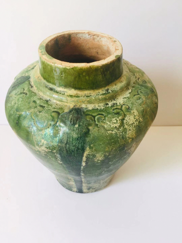 古玩陶瓷精美少見紋飾明代綠釉罐(老師估價(jià)大幾千)拍賣,當(dāng)前價(jià)格0元