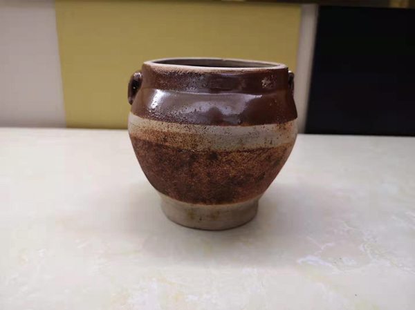 古玩陶瓷醬釉雙系罐拍賣,當前價格58元