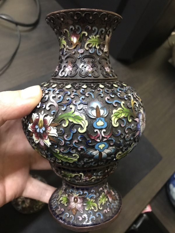 古玩雜項烤藍瓶拍賣,當前價格1500元
