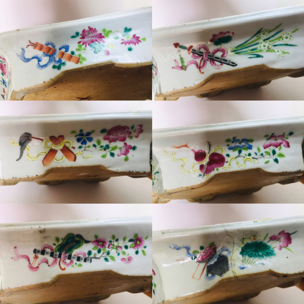 古玩陶瓷(精品)粉彩六彩龍紋六角八寶花卉大盆拍賣,當前價格1888元