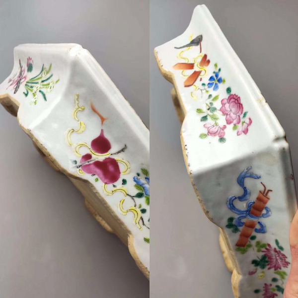 古玩陶瓷(精品)粉彩六彩龍紋六角八寶花卉大盆拍賣,當前價格1888元