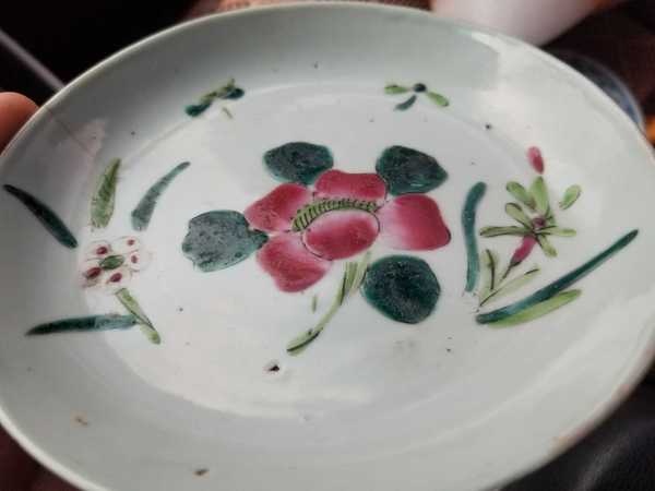 古玩陶瓷民國花卉紋粉彩盤拍賣，當前價格150元