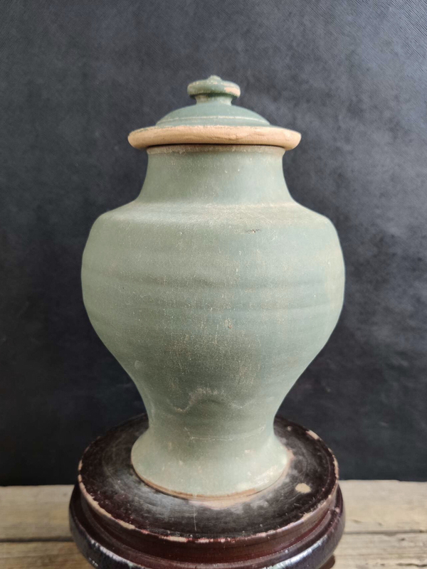 古玩陶瓷晚明 ?乳濁綠釉蓋罐拍賣,當前價格1250元