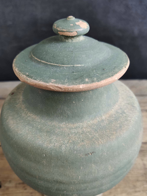 古玩陶瓷晚明 ?乳濁綠釉蓋罐拍賣,當前價格1250元