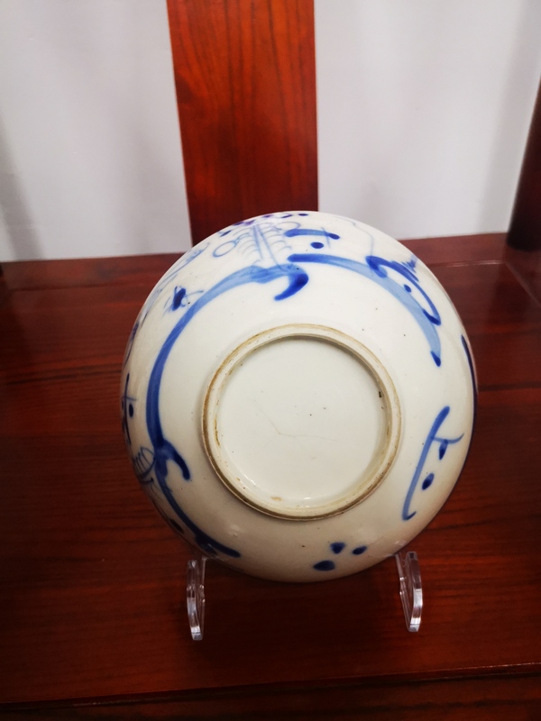 古玩陶瓷晚清民國 精品壽字紋青花大碗拍賣,當前價格99元