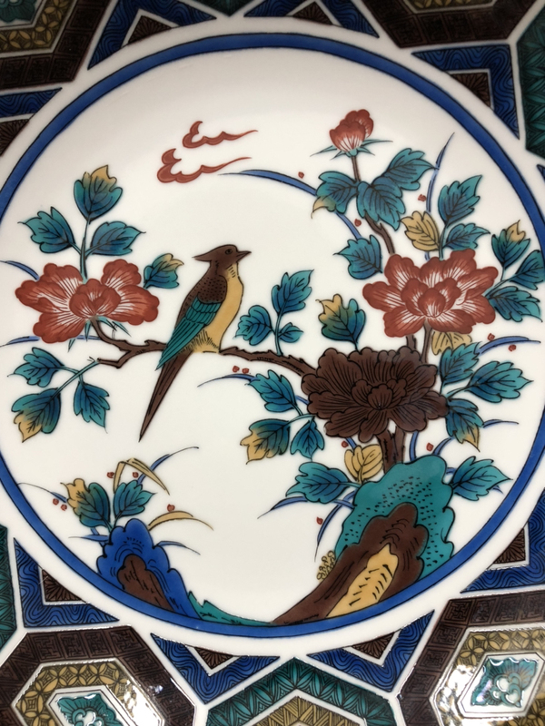 古玩陶瓷晚清民國 精品五彩 福字款花鳥紋超大盤拍賣,當前價格680元
