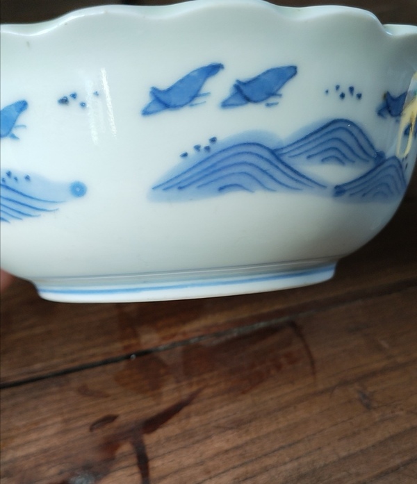 古玩陶瓷清末民初,青花花口描金碗拍賣,當前價格666元