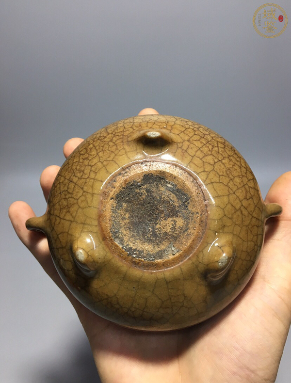 古玩陶瓷清乾隆哥釉三足雙耳爐拍賣,當前價格128000元