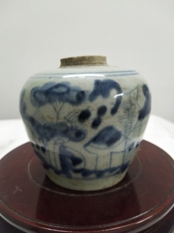 古玩陶瓷清中青花罐拍賣，當(dāng)前價格1200元