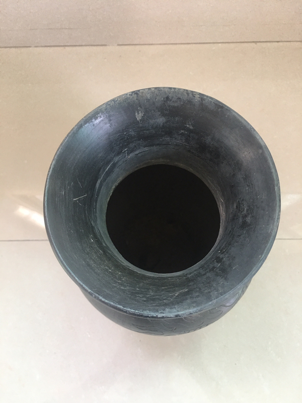古玩陶瓷(已保真)民國精品黑陶刻龍紋大瓶拍賣,當前價格1888元