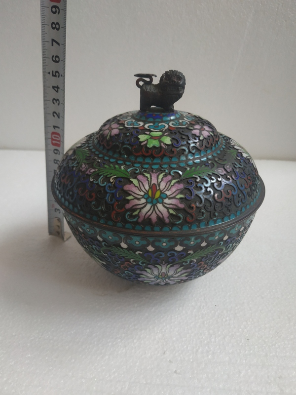 古玩陶瓷民國(guó)景泰藍(lán)掐絲琺瑯蓋碗拍賣,當(dāng)前價(jià)格2688元