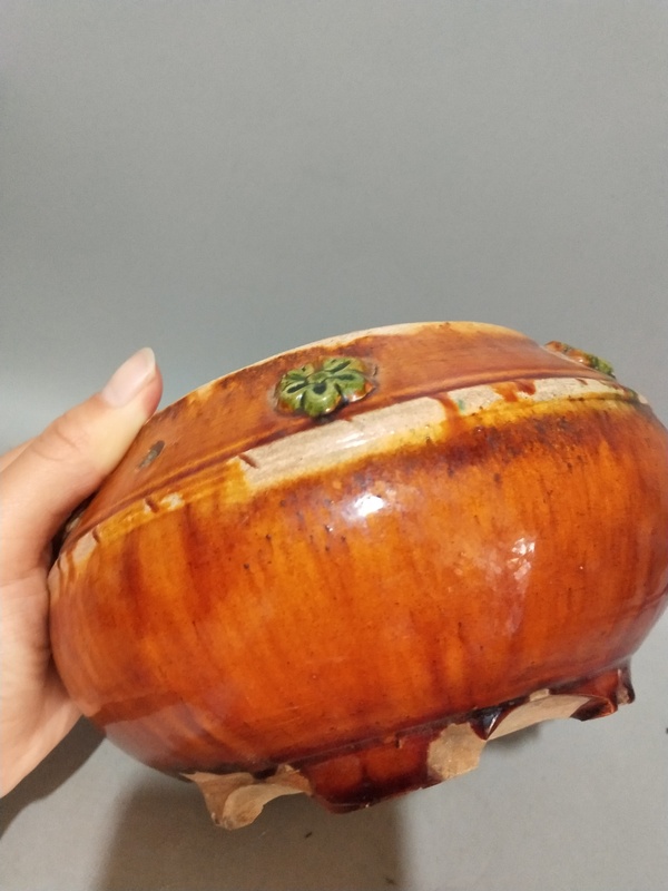 古玩陶瓷清代,三彩三足爐拍賣,當前價格2222元