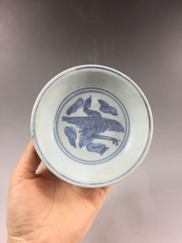 古玩轉賣明代青花鶴紋盤拍賣,當前價格188元