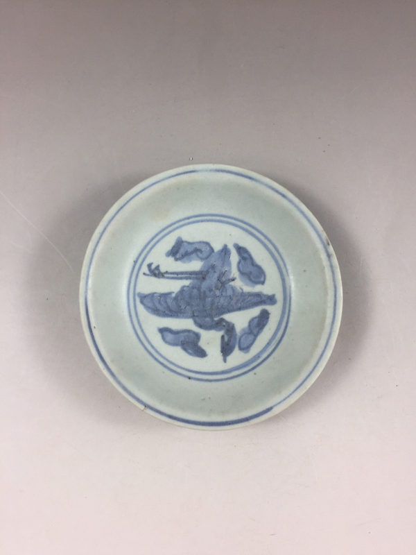 古玩陶瓷明代青花鶴紋盤拍賣,當前價格58元