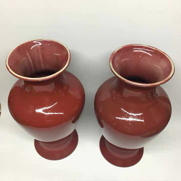 古玩陶瓷紅釉瓶拍賣，當前價格388元