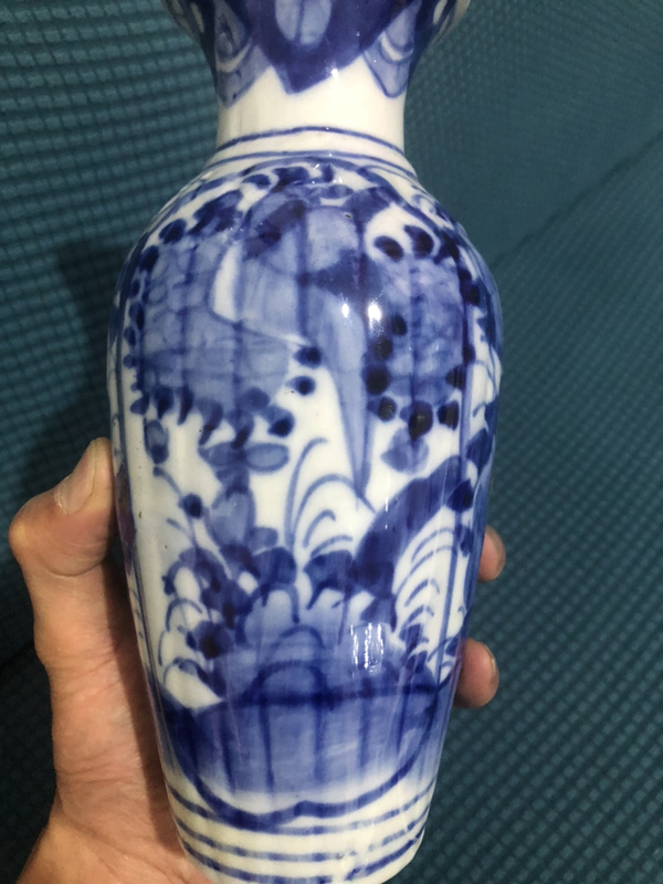 古玩陶瓷青花花卉紋瓜棱瓶拍賣，當前價格650元