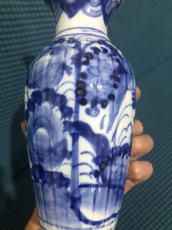 古玩陶瓷青花花卉紋瓜棱瓶拍賣，當前價格650元