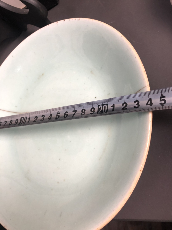 古玩陶瓷清代大號豆青釉盤拍賣,當前價格168元