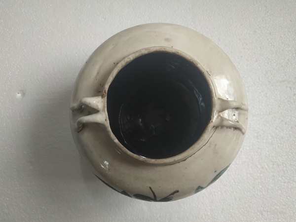 古玩陶瓷彩繪花卉紋四系罐拍賣,當前價格268元