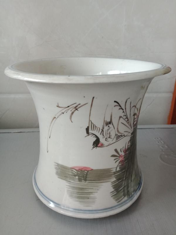 古玩陶瓷民國醴陵釉下彩花鳥紋束腰大筆筒(帶保真卡)拍賣,當前價格1200元