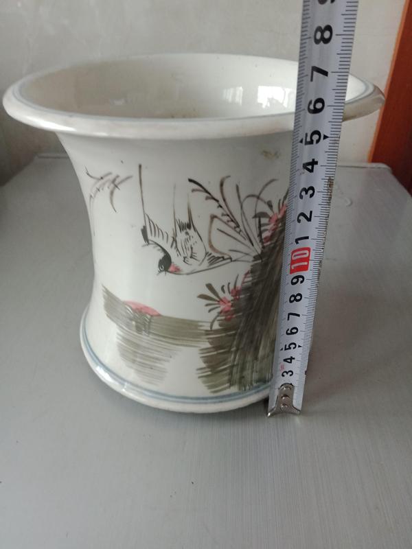古玩陶瓷民國醴陵釉下彩花鳥紋束腰大筆筒(帶保真卡)拍賣,當前價格1200元