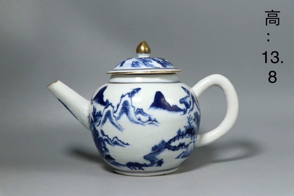 古玩陶瓷青花山水紋執壺拍賣,當前價格7800元