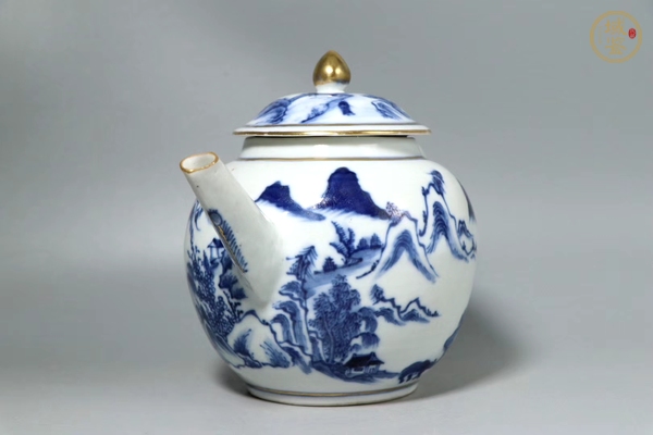 古玩陶瓷乾隆·青花山水人物紋壺真品鑒賞圖