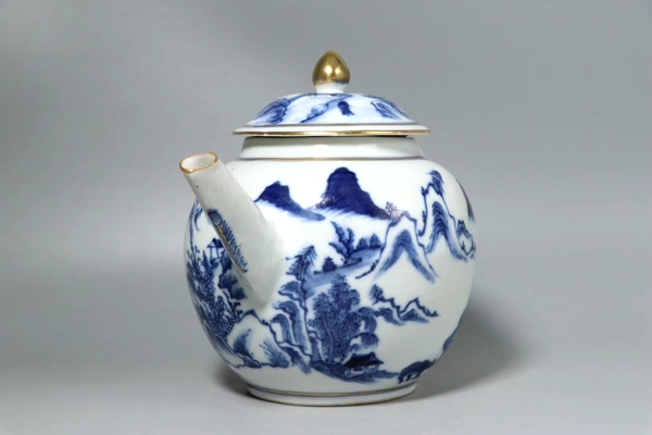 古玩陶瓷青花山水紋執壺拍賣,當前價格7800元