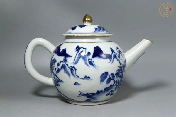 古玩陶瓷乾隆·青花山水人物紋壺真品鑒賞圖