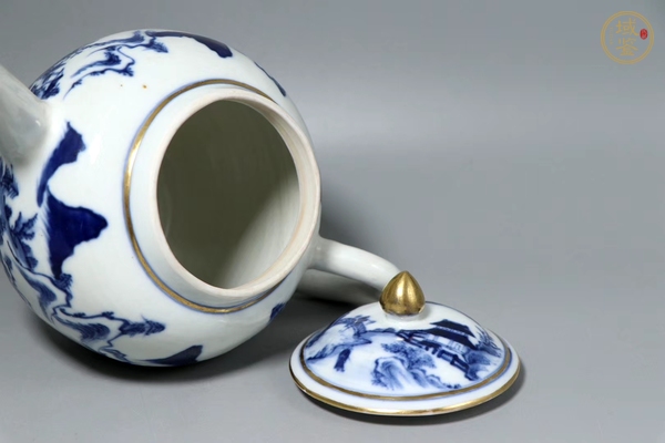 古玩陶瓷乾隆·青花山水人物紋壺真品鑒賞圖