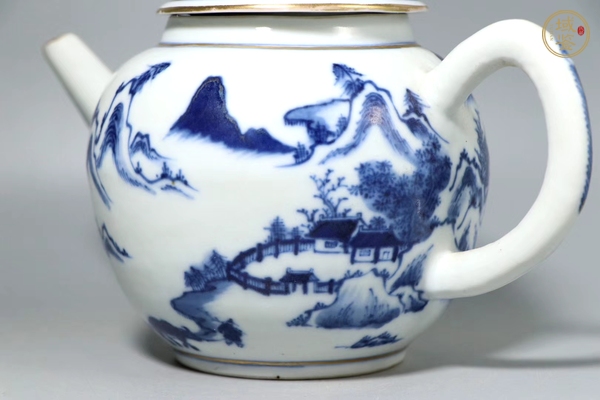 古玩陶瓷乾隆·青花山水人物紋壺真品鑒賞圖