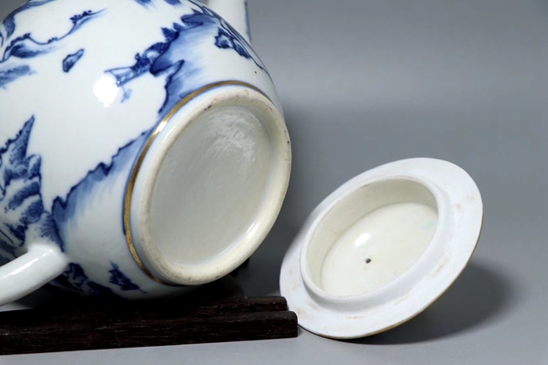 古玩陶瓷青花山水紋執壺拍賣,當前價格7800元