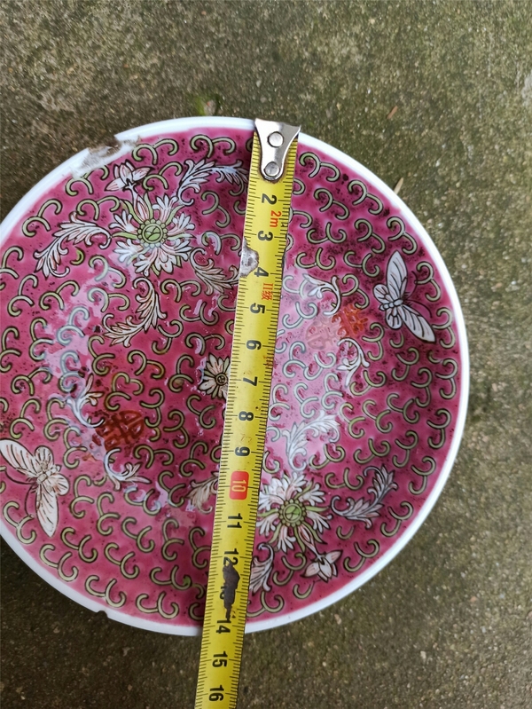 古玩陶瓷粉彩花卉紋盤拍賣,當前價格100元