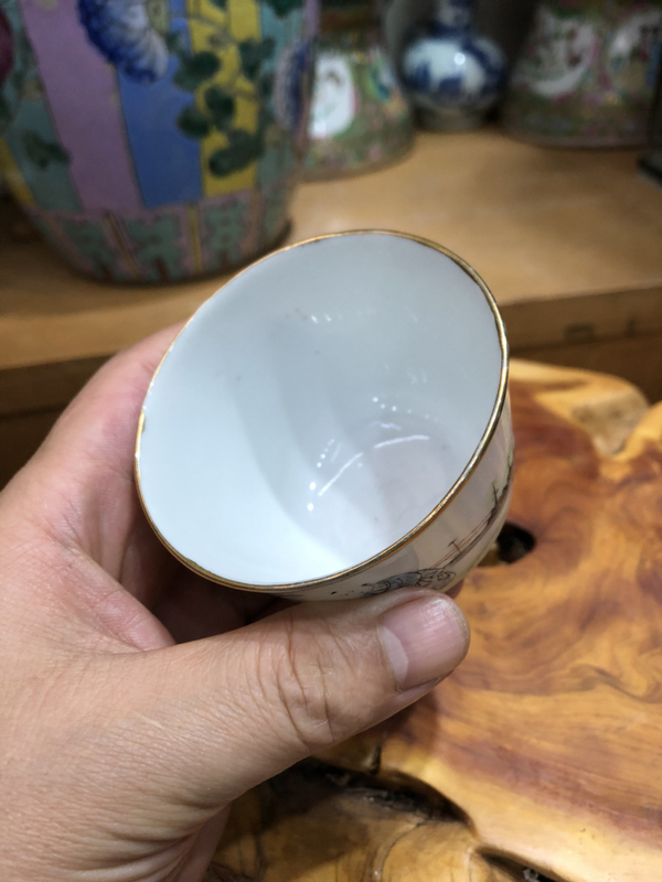 古玩陶瓷細路人物粉彩把杯拍賣，當前價格2000元