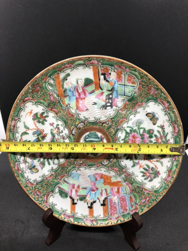 古玩陶瓷清晚期廣彩描金開(kāi)窗人物盤(pán)拍賣(mài),當(dāng)前價(jià)格1698元