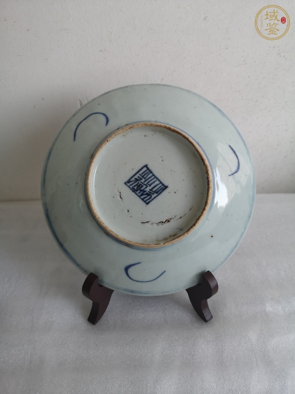 古玩陶瓷清中·青花花卉紋盤一對真品鑒賞圖