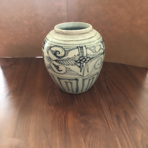 古玩陶瓷清中期青花喜字紋罐拍賣,當前價格460元