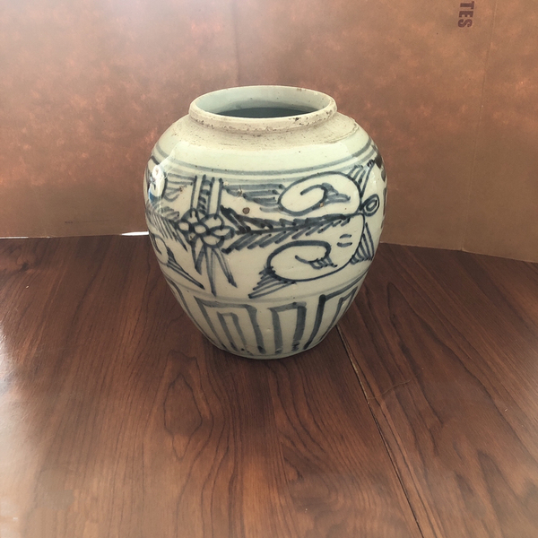 古玩陶瓷清中期青花喜字紋罐拍賣,當前價格460元