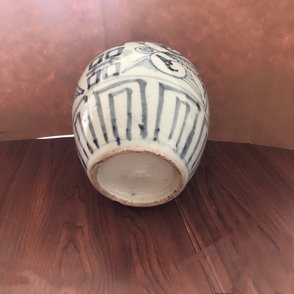 古玩陶瓷清中期青花喜字紋罐拍賣,當前價格460元