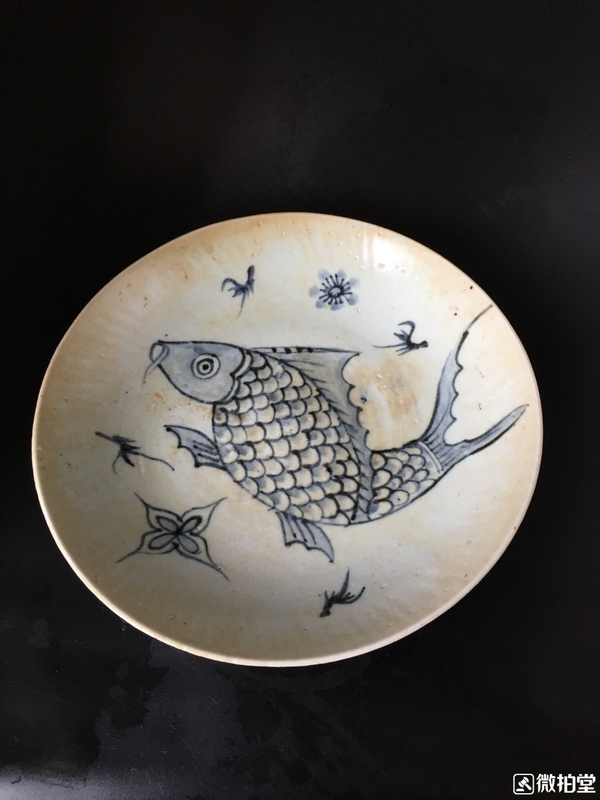 古玩陶瓷魚藻紋青花盤拍賣,當(dāng)前價(jià)格2988元