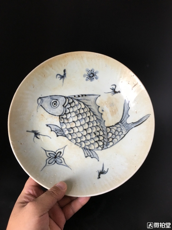 古玩陶瓷魚藻紋青花盤拍賣,當(dāng)前價(jià)格2988元