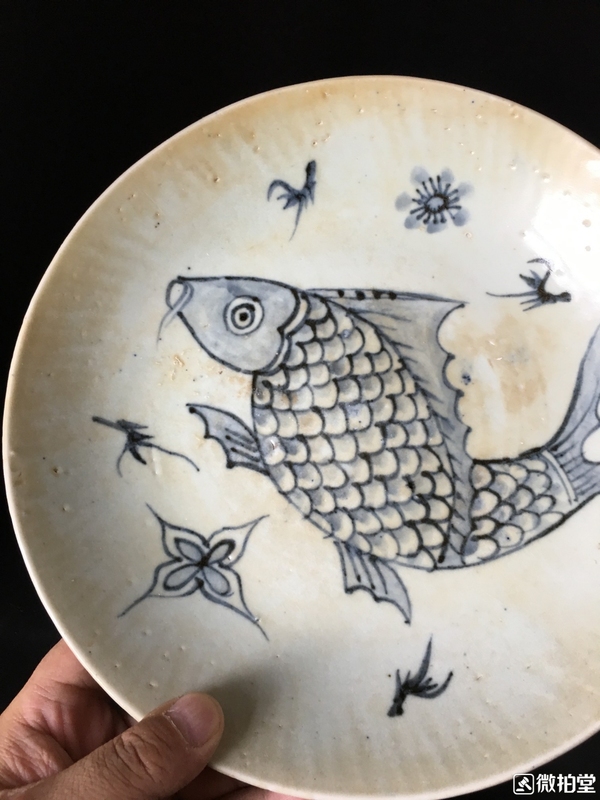 古玩陶瓷魚藻紋青花盤拍賣,當(dāng)前價(jià)格2988元